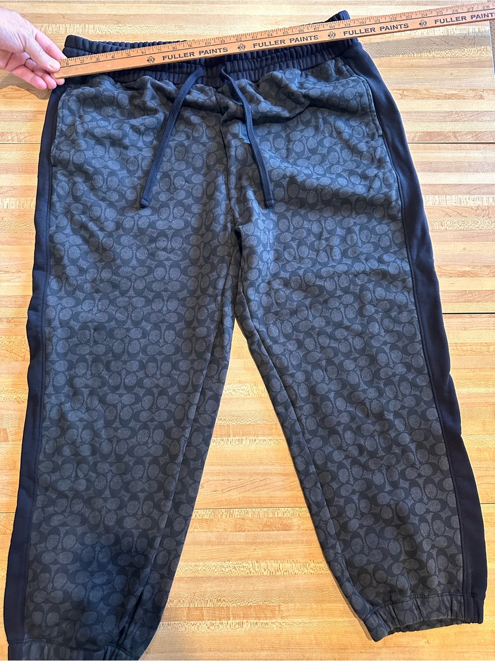 Coach Men's Black Patterned Drawstring Joggers
